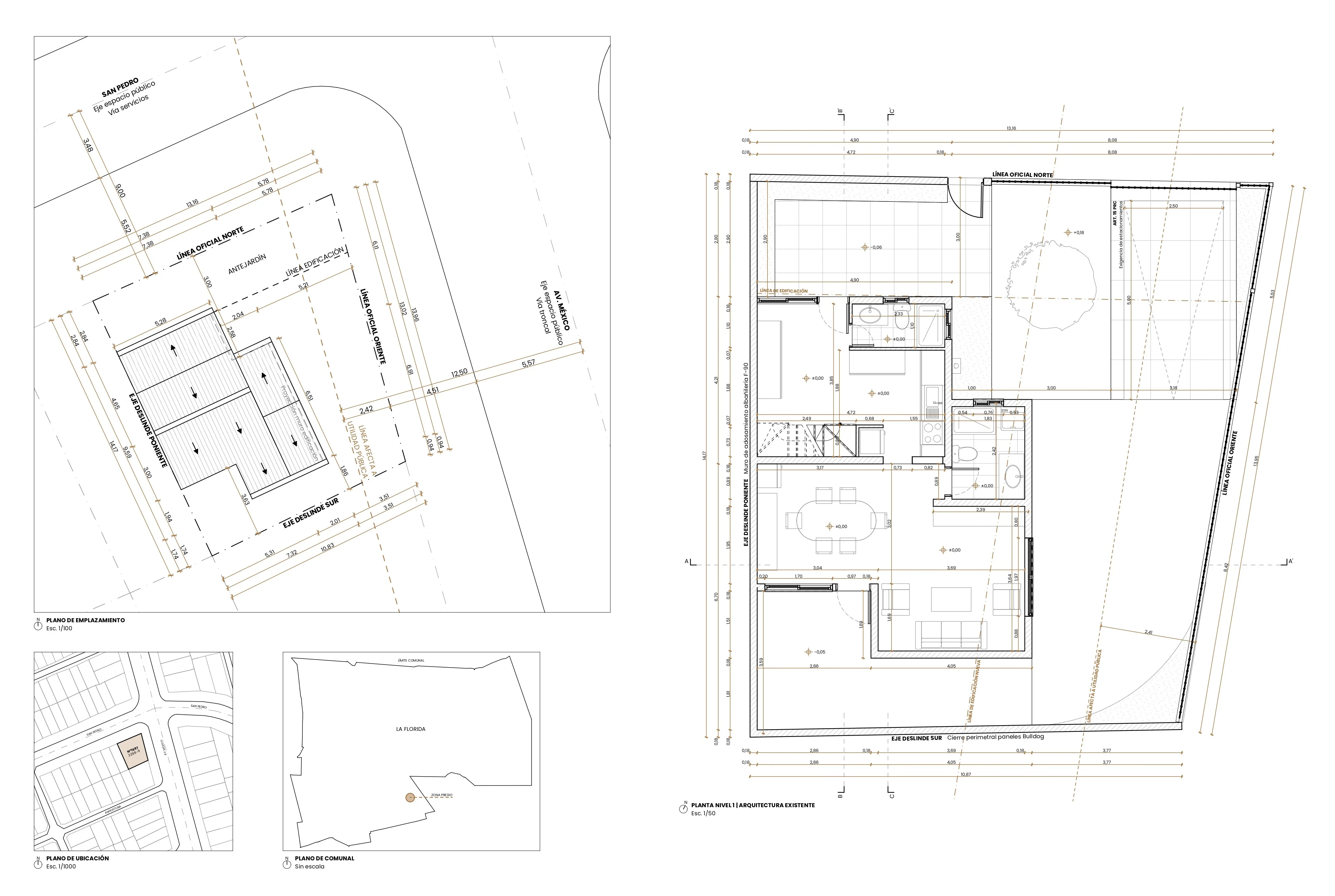Plano de emplazamiento y ubicación para regularización, Casa San Pedro