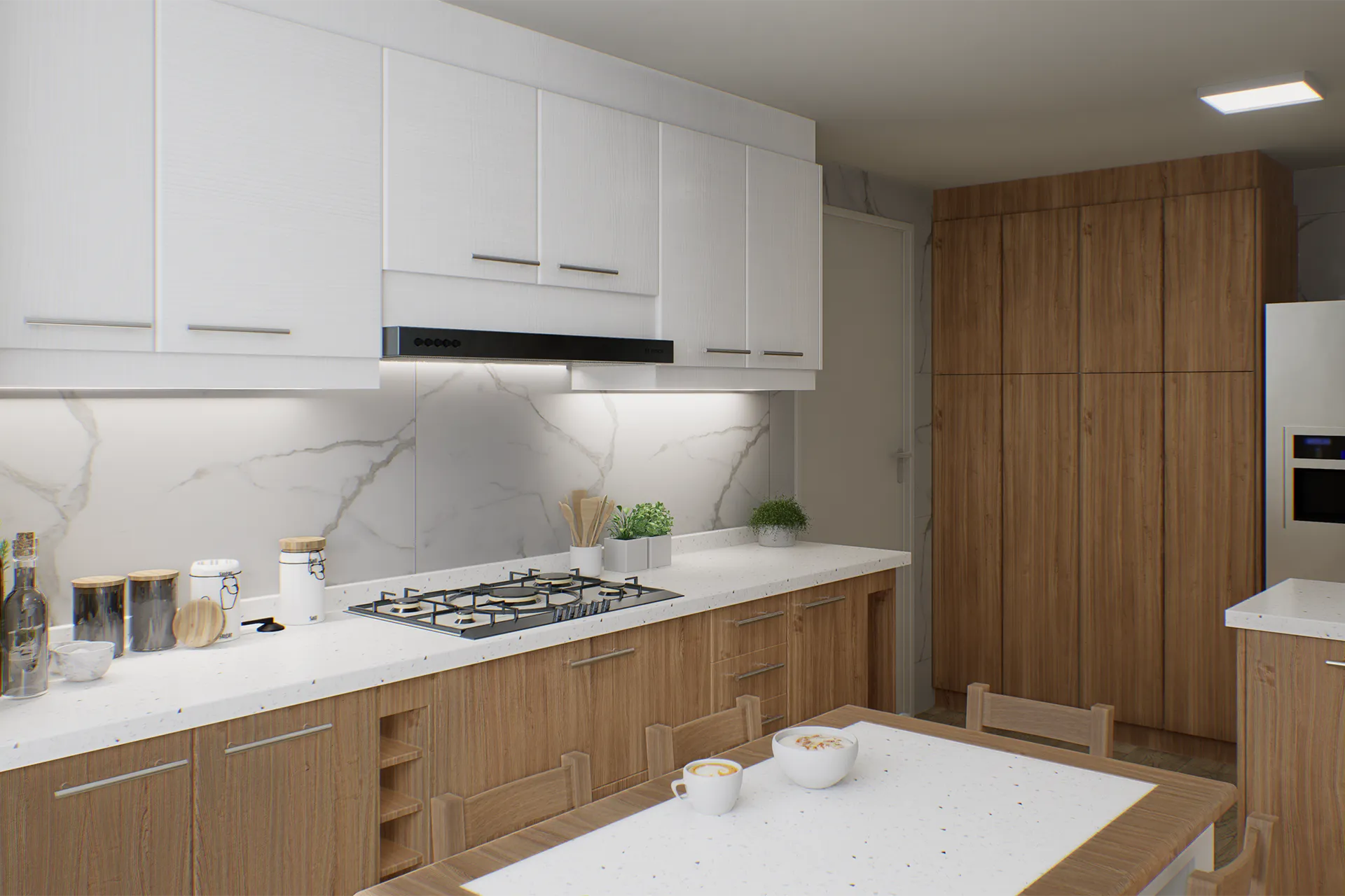 Mueble despensa de madera de piso a cielo, Cocina La Quebrada