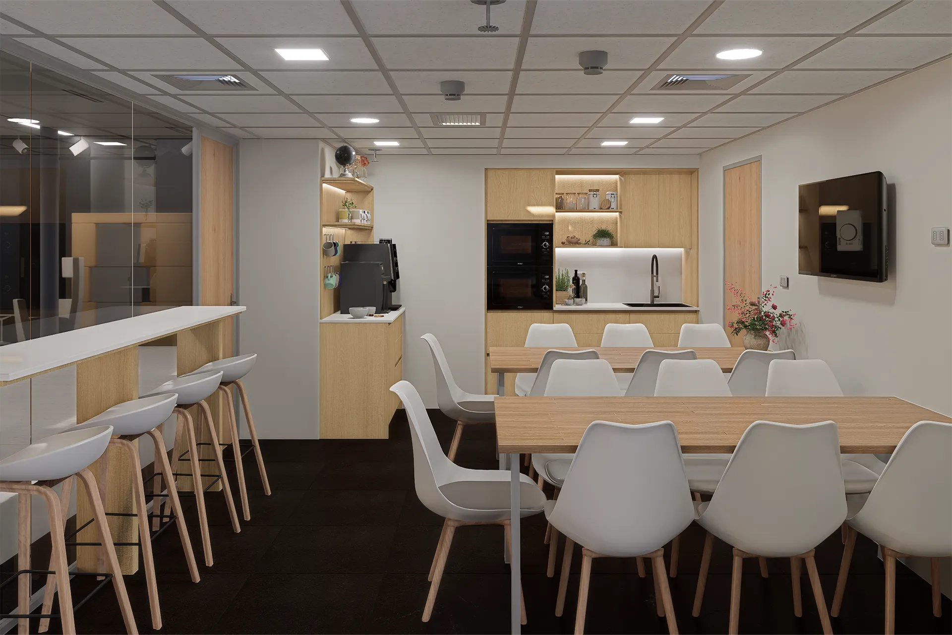 Comedor con barra alta y kitchenette integrada, Comedor Consorcio