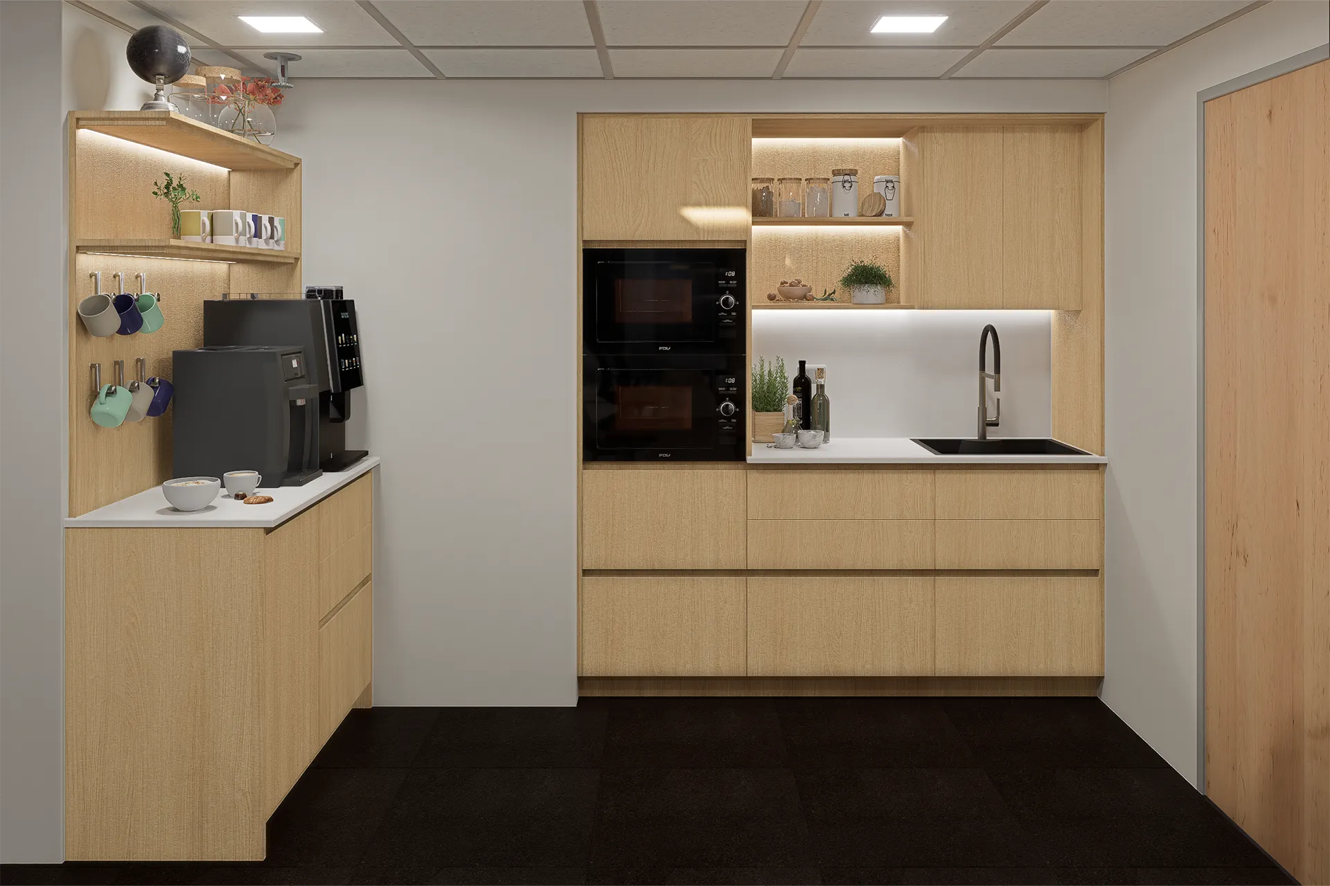 Mueble de servicio con lavaplatos y repisas, Comedor Consorcio
