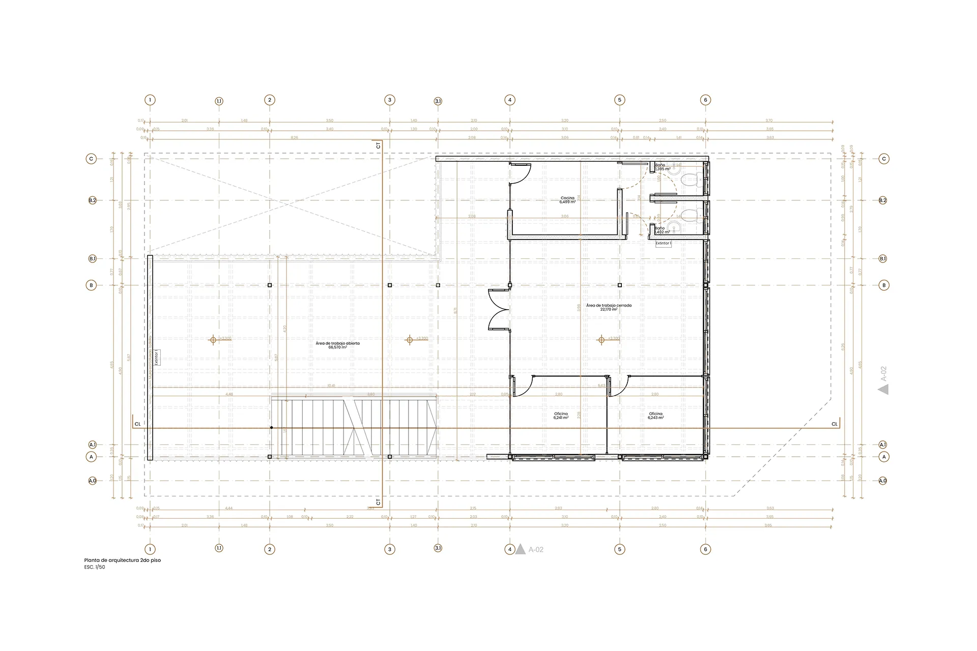 Plano de planta de arquitectura segundo nivel, Edificio Lazo