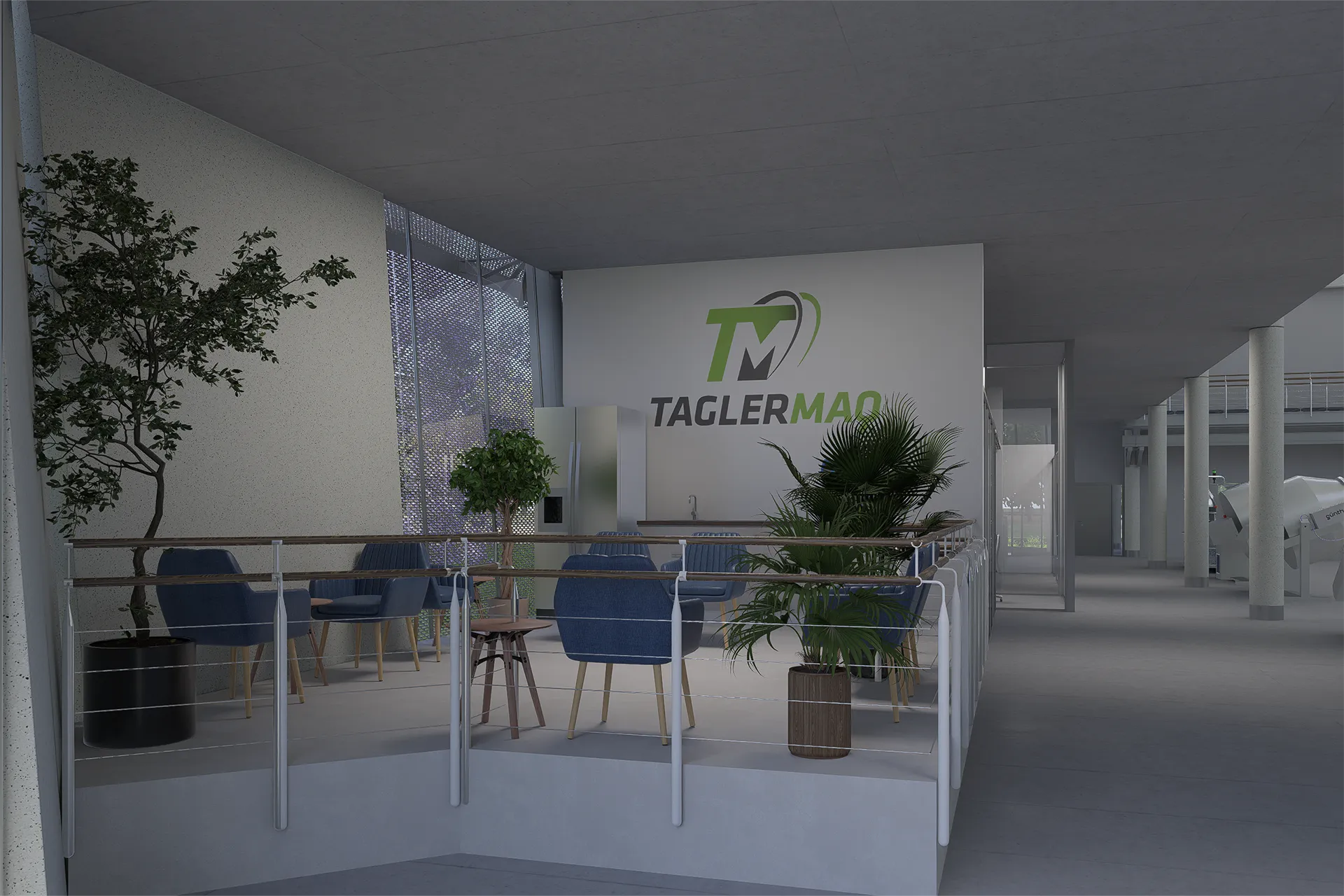 Recepción corporativa con sala de espera, Edificio Tagler